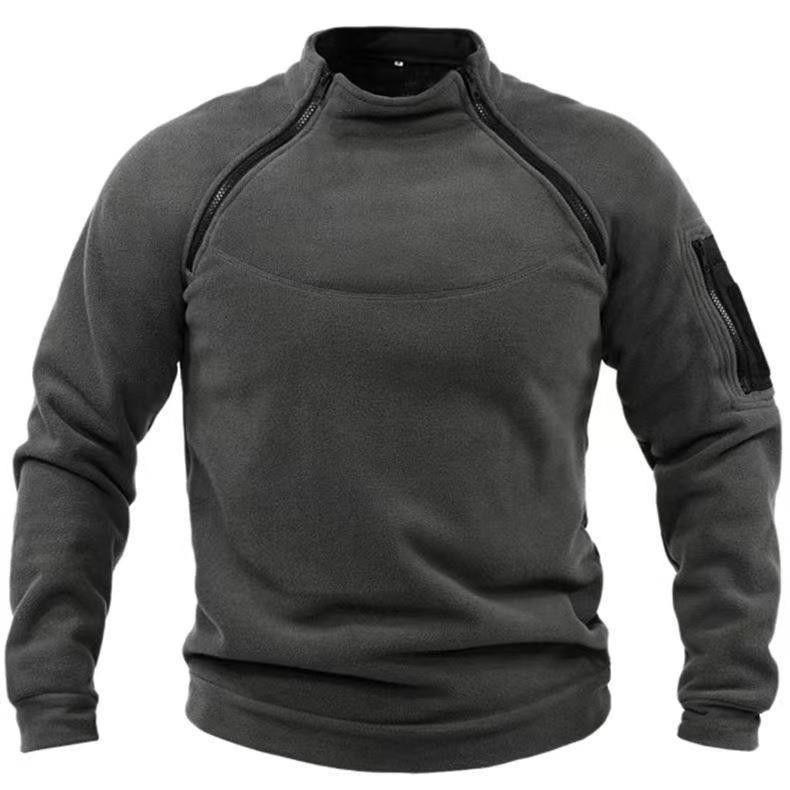 Herren Utility-Sweatshirt mit Schulter-Reißverschlüssen und Ärmeltasche Drune
