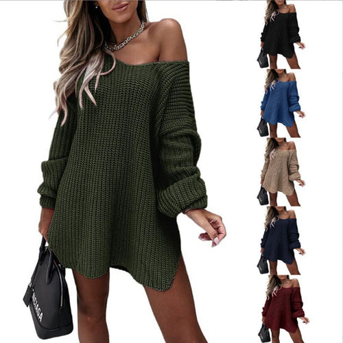 Damen Oversized Strickkleid Drune