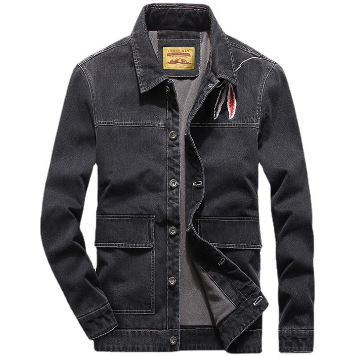 Herren Jeansjacke mit Used-Effekt, aufgesetzten Taschen und eingesticktem Rissdetail Drune