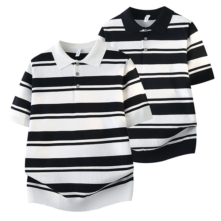 Damen Kurzarm Poloshirt mit gestreiftem Design Drune