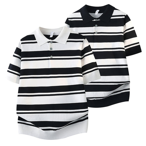 Damen Kurzarm Poloshirt mit gestreiftem Design Drune