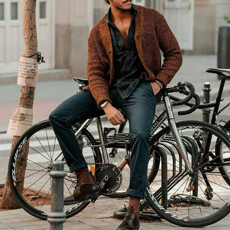 Herren Grobstrick-Cardigan mit Knopfleiste und markanter Rippenstruktur Drune