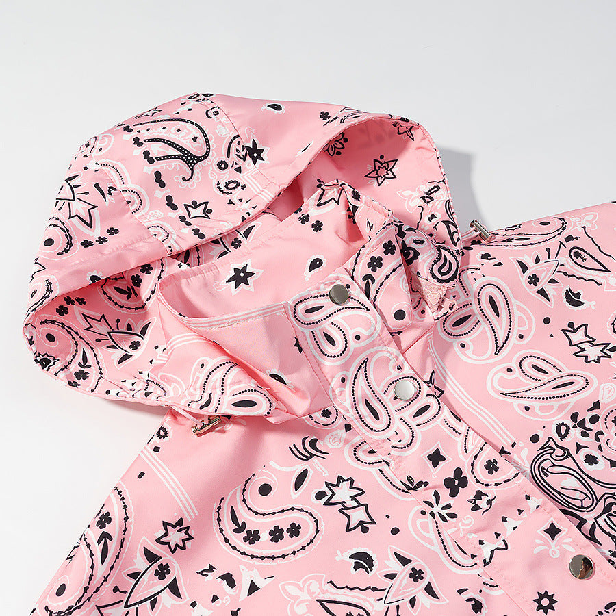 Damen Kapuzen-Blouson mit Bandana-Print und elastischem Saum Drune