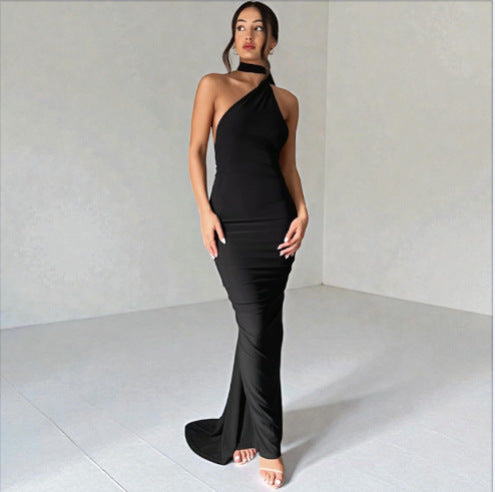 Damen Einseitiges Maxi-Kleid mit elegantem Schnitt und fließendem Saum Drune