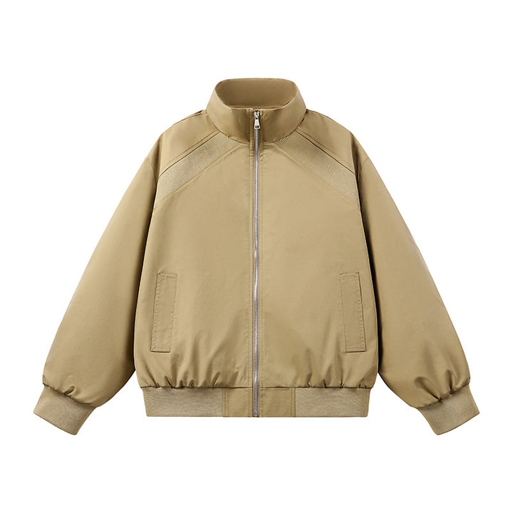 Herren Kunstvelours‑Bomberjacke im Oversize‑Boxy‑Cut mit Zwei‑Wege‑Reißverschluss & elastischem Saum Drune