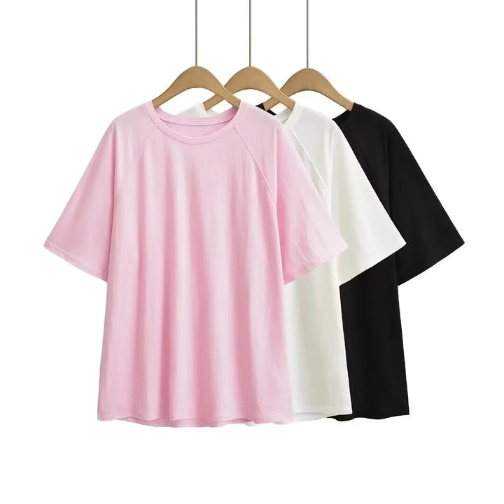 Damen lässiges T-Shirt mit überschnittenen Ärmeln Drune