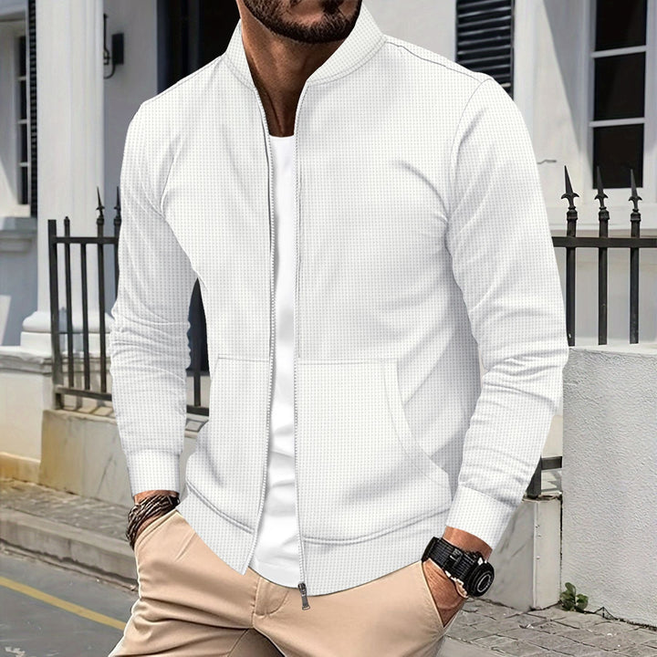Drune | Zip Jacke Sportliche Passform Strukturierter Stoff Rippkanten Fronttaschen