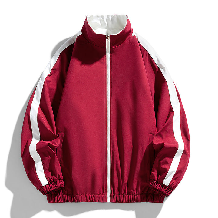 Damen Leichte Oversize-Trainingsjacke mit Stehkragen, Kontraststreifen und elastischem Saum Drune