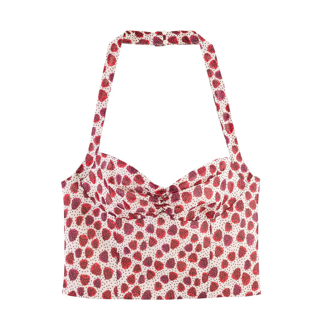 Damen Crop-Top im fruchtigen Design mit elegantem Wickelverschluss Drune