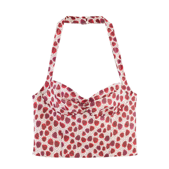 Damen Crop-Top im fruchtigen Design mit elegantem Wickelverschluss Drune