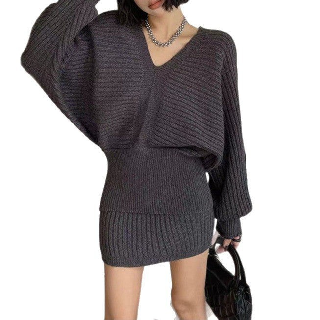Damen Modischer Pullover Kleid Drune