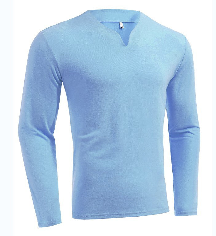 Herren nan Langarmshirt mit V-Ausschnitt Slim Fit Baumwollmix und elastischem Komfortbund Drune