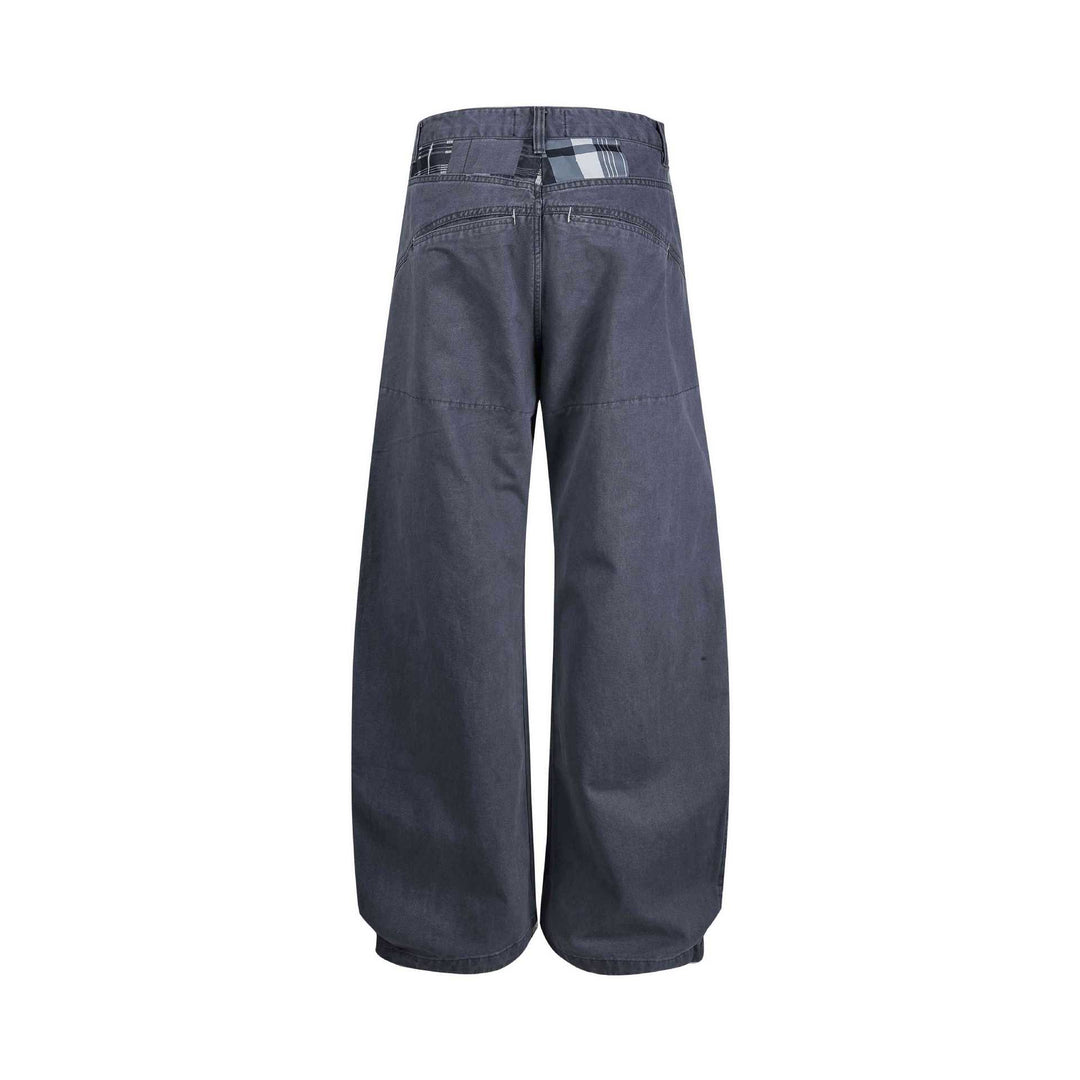 Damen weite knöchellange Hose mit hoher Taille aus Baumwoll-Denim Drune