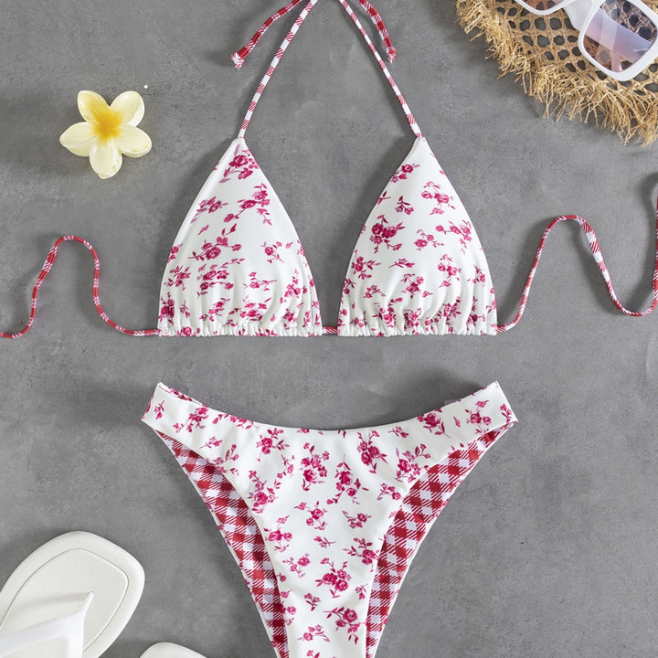 Damen Blumenmuster Bikini Drune