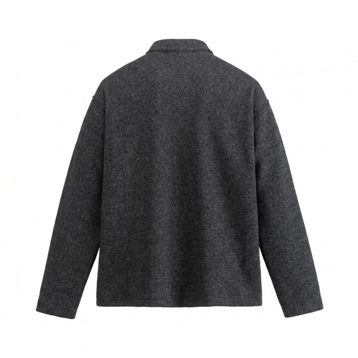 Unisex Boxy-Polo-Pullover aus Wollmix mit Henley-Knopfleiste und geradem Saum Drune