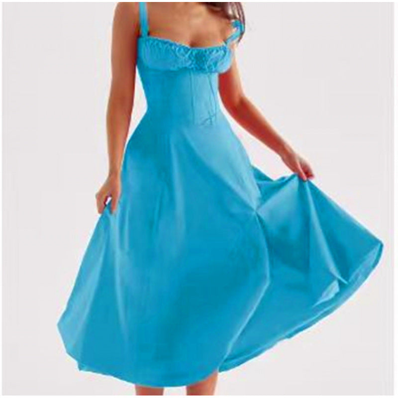 Damen Maxikleid mit floralem Design und elegantem Schlitz Drune