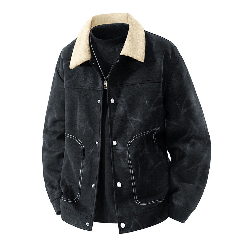 Herren Lässige Jeansjacke mit warmem Futter Drune