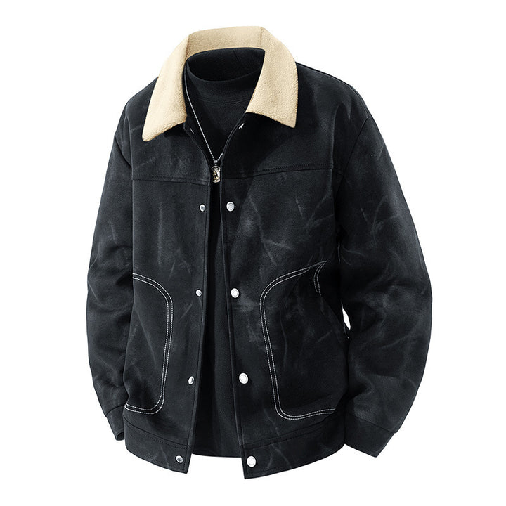 Herren Lässige Jeansjacke mit warmem Futter Drune