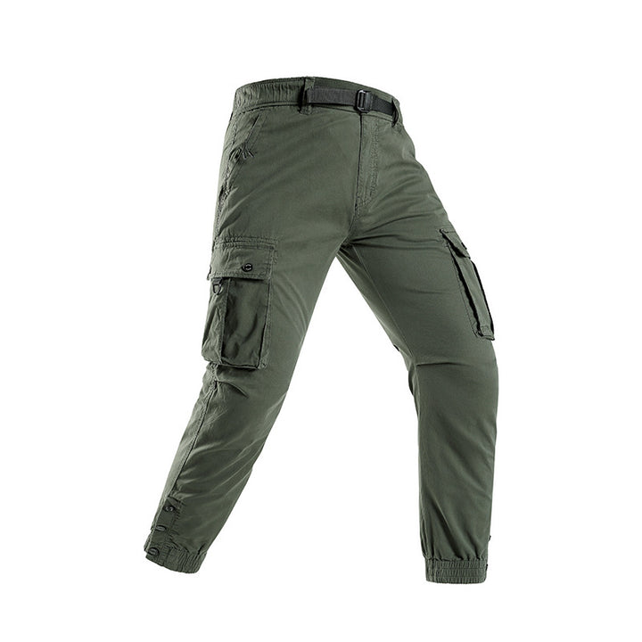 Herren Konisch geschnittene Utility‑Cargohose mit Tunnelzugbund, integriertem Gürtel und Mehrfachtaschen Drune