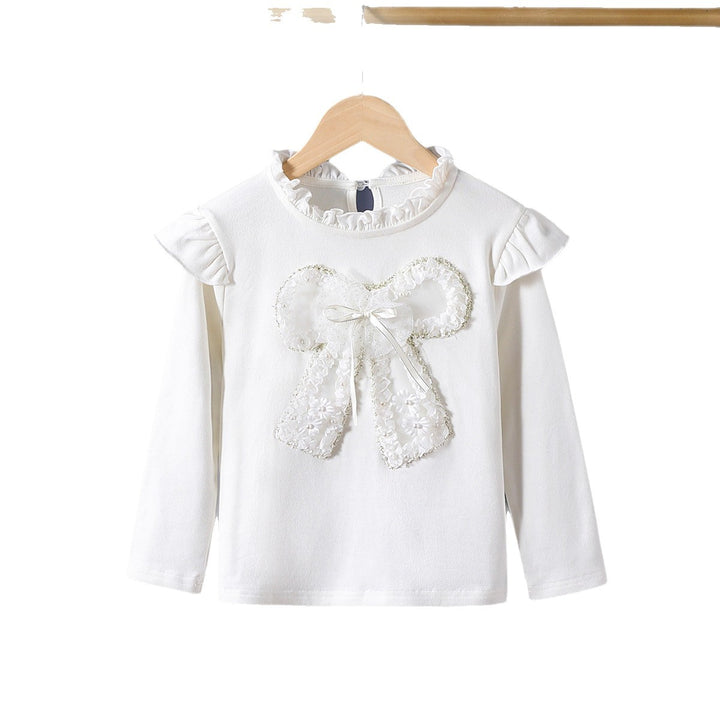 Damen Langarmshirt mit verspieltem Rüschendesign und dekorativem Blumenmotiv Drune