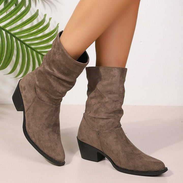 Damen Modische Stiefeletten mit hohem Kragen Drune