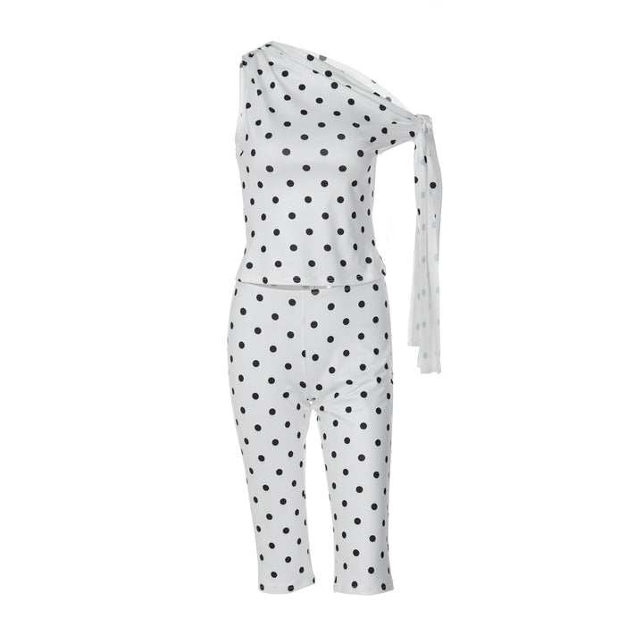 Damen Polka-Dot-Einteiler mit asymmetrischem Schnitt Drune