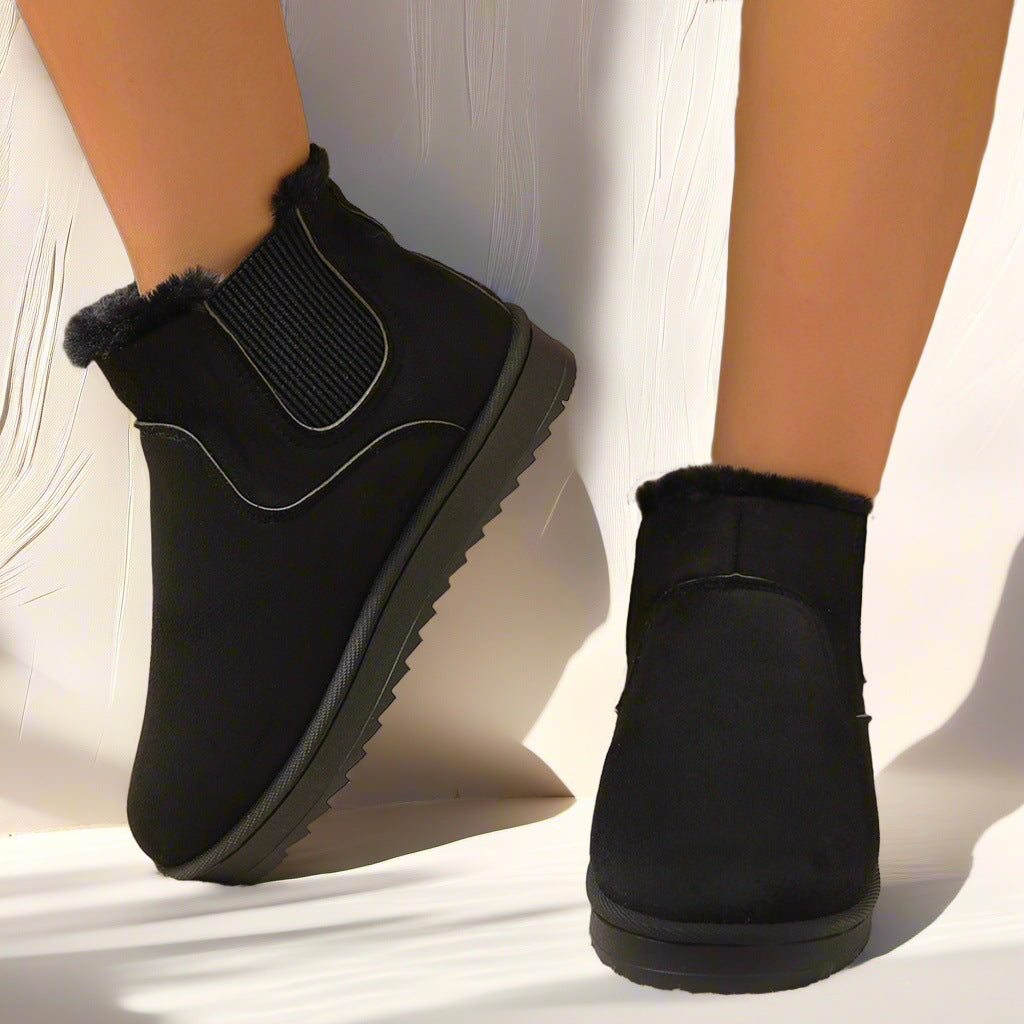 Damen Gefütterte Chelsea-Winterbooties mit elastischem Einsatz und Teddyfellfutter Drune