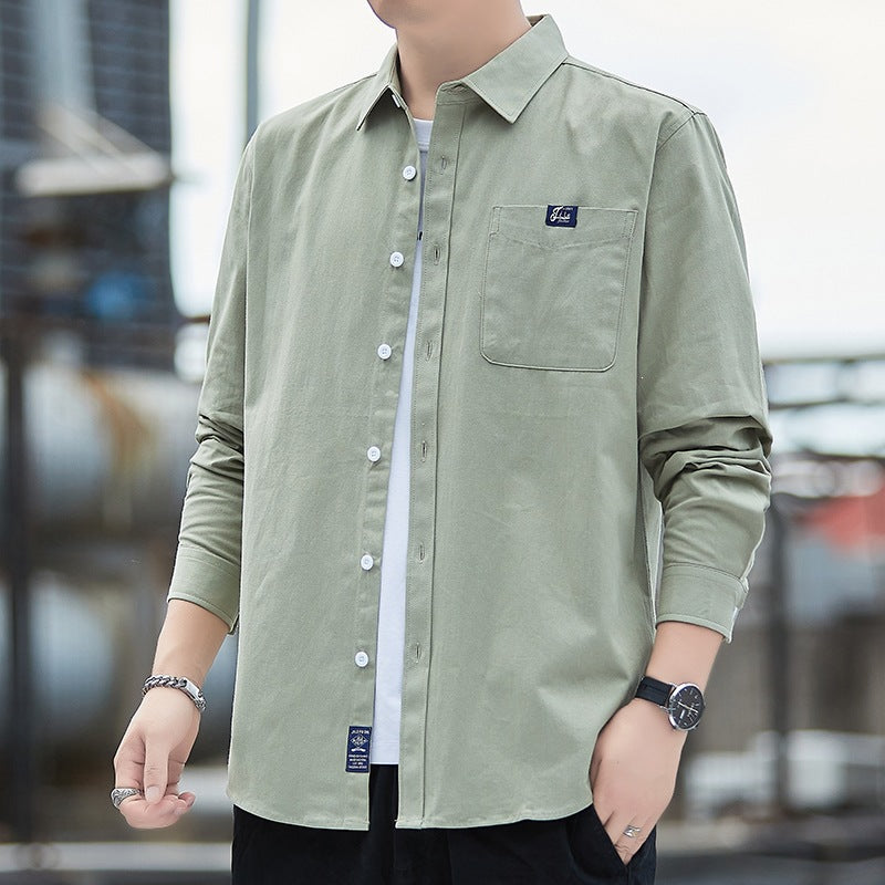 Herren Baumwoll-Overshirt im Casual-Look mit Brusttasche & Hemdkragen Drune