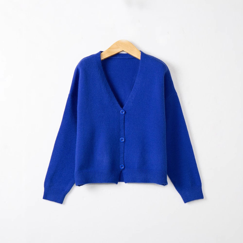 Damen Strickjacke mit V-Ausschnitt und Knopfdetails Drune