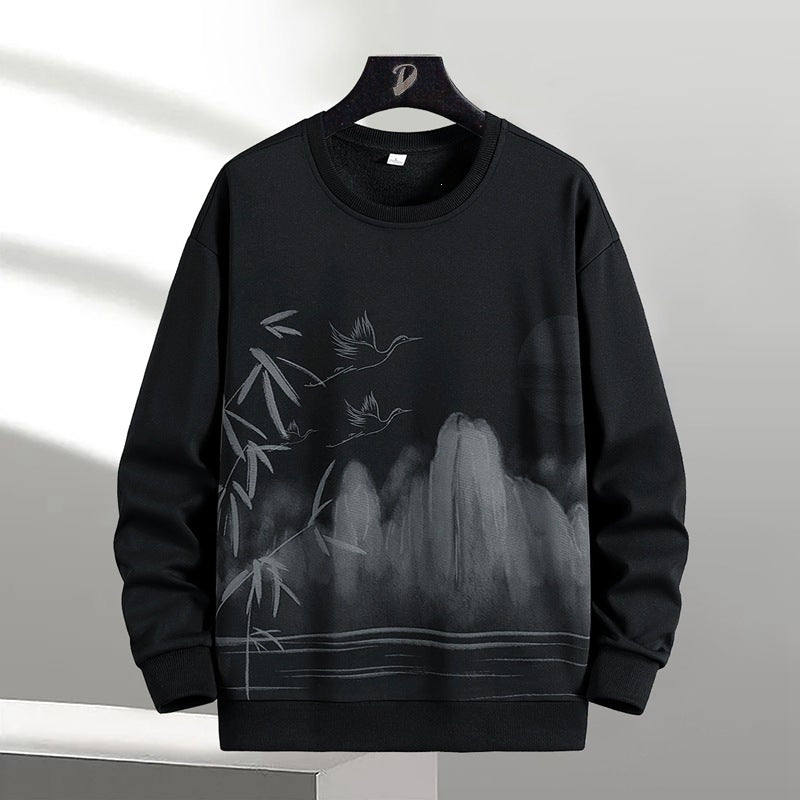 Unisex Oversize‑Sweatshirt mit Pinsel‑Print & geripptem Saum Drune