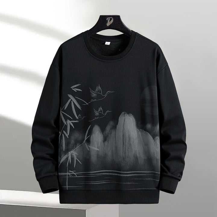 Unisex Oversize‑Sweatshirt mit Pinsel‑Print & geripptem Saum Drune