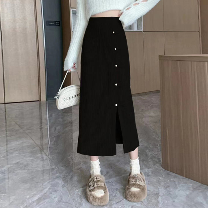 Damen Eleganter und raffinierter Strickrock mit Seitenschlitz Drune