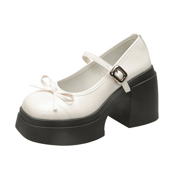 Damen Plateau-Pumps mit Riemchen und Schleifendetail Drune