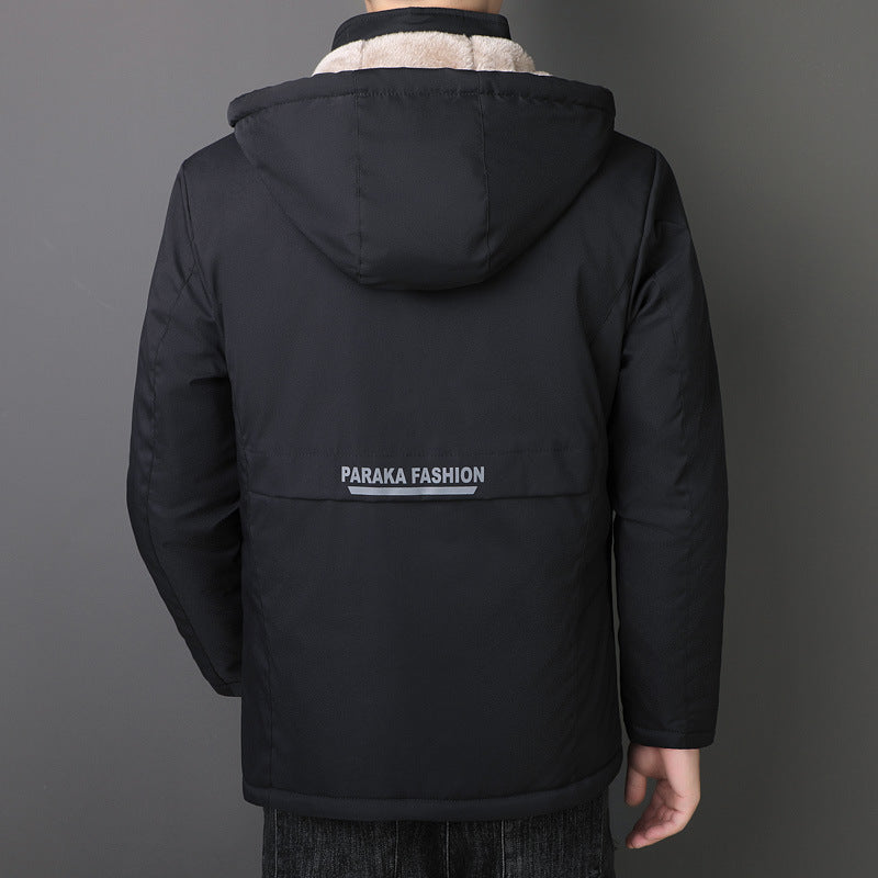 Herren Übergangsjacke mit Teddyfutter, winddichter Außenhülle und Kapuze Drune