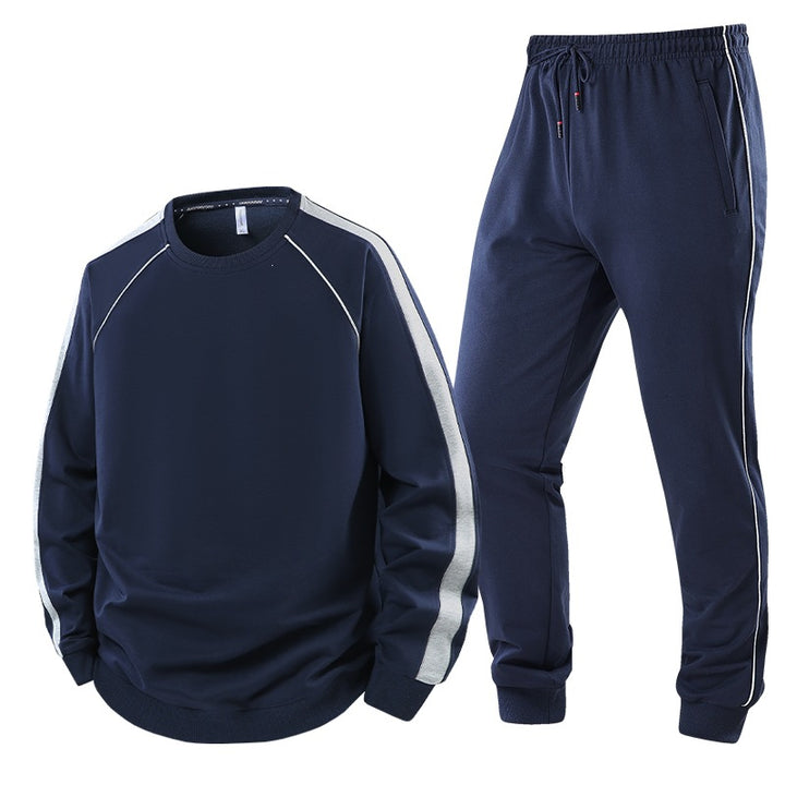 Herren Sportliches Trainingsanzug-Set aus French-Terry mit seitlichen Kontraststreifen, Rundhalsausschnitt & tapered Jogginghose Drune
