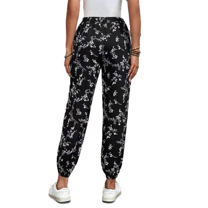 Damen Komfortable Blumenmuster Jogginghose Drune