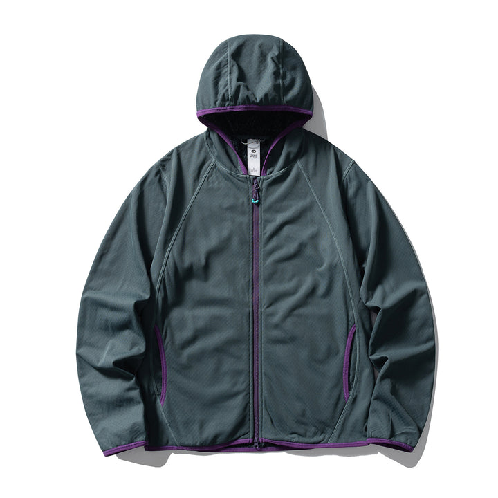Unisex Leichte Kapuzen‑Fleecejacke mit Raglanärmeln und kontrastierter Kantenverarbeitung Drune
