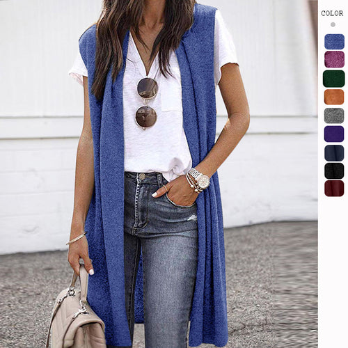 Damen offene Strickjacke mit lässigem Schnitt und langen Seitenpartien Drune