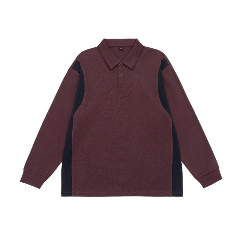 Unisex Langarm-Poloshirt im Oversize-Sweatstyle mit Kontrast-Seiteneinsätzen Drune