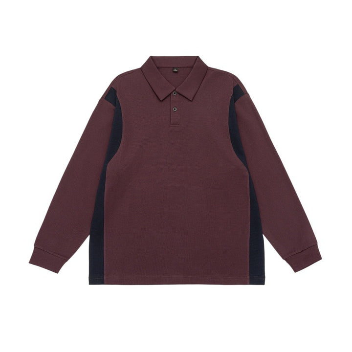 Unisex Langarm-Poloshirt im Oversize-Sweatstyle mit Kontrast-Seiteneinsätzen Drune