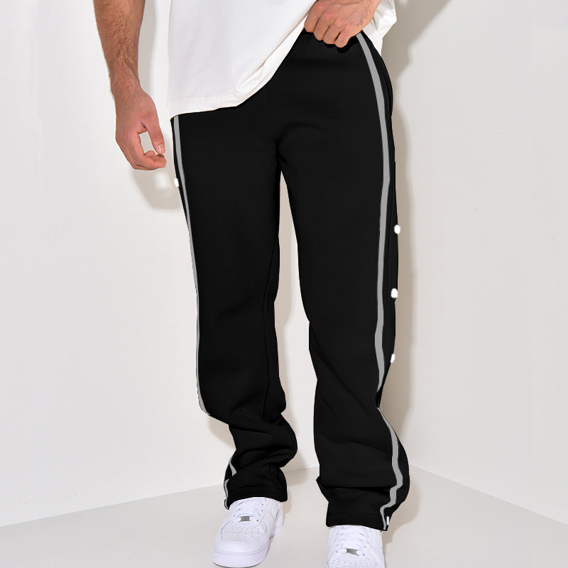 Herren Sportliche Sweatpants mit seitlichen Druckknöpfen und Kontraststreifen Drune