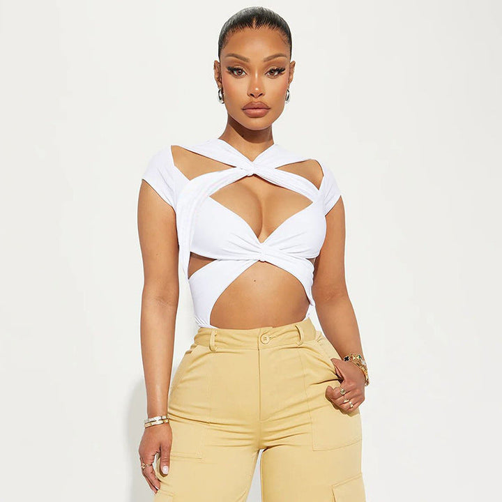 Damen Cut-Out Body mit kreativem Wickeldesign Drune