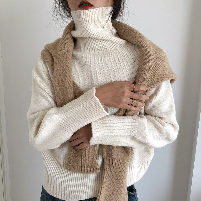 Damen Gemütlicher Rollkragenpullover aus feinem Strick Drune