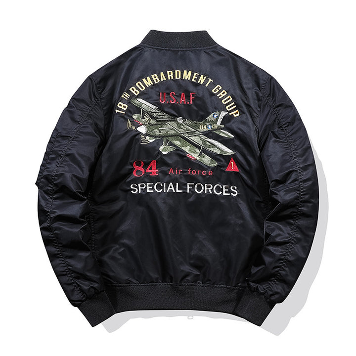 Herren Bomberjacke mit dekorativen Patch‑Applikationen, MA‑1‑Inspiriertes Utility‑Design Drune