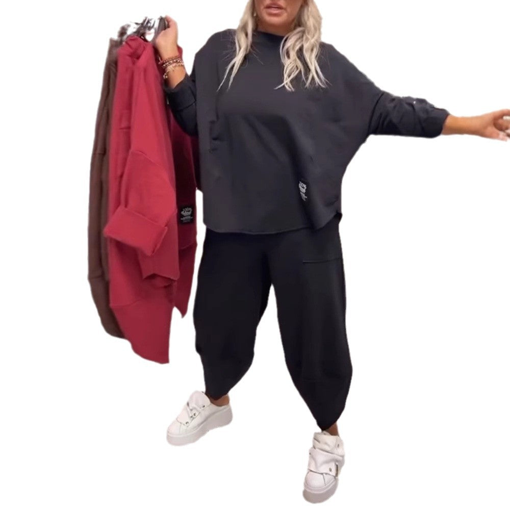 Damen nan Lounge-Ensemble aus Oversize-Cape-Sweatshirt und konischer Jogpant Drune