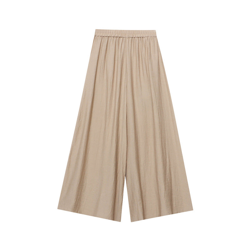 Damen lässige weit geschnittene Hose mit elastischem Bund und seitlichen Taschen Drune