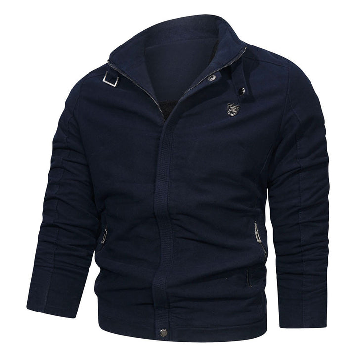 Herren Slim-Fit Canvas-Blouson mit hochschließendem Kragen und Reißverschluss Drune