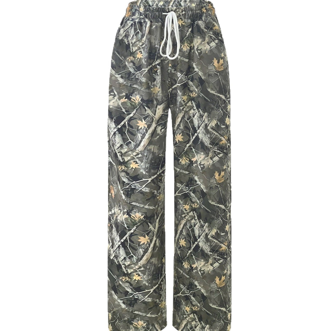 Damen Camouflage Palazzo-Hose mit elastischem Bund und komfortablem Schnitt Drune