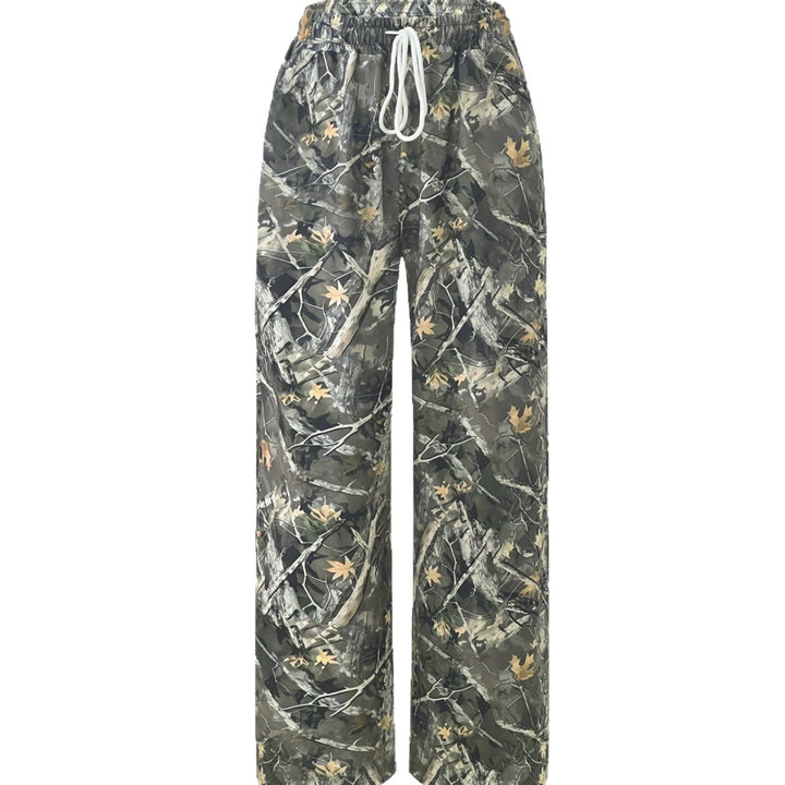 Damen Camouflage Palazzo-Hose mit elastischem Bund und komfortablem Schnitt Drune