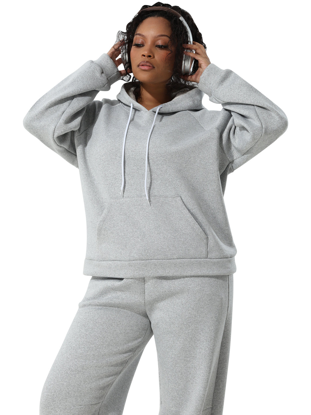 Damen Kuschel-Hoodie im Relax-Fit mit Kontrast-Kordel und Kängurutasche Drune